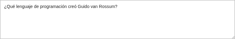 Question stem textarea crop showing Spanish question text about Guido van Rossum