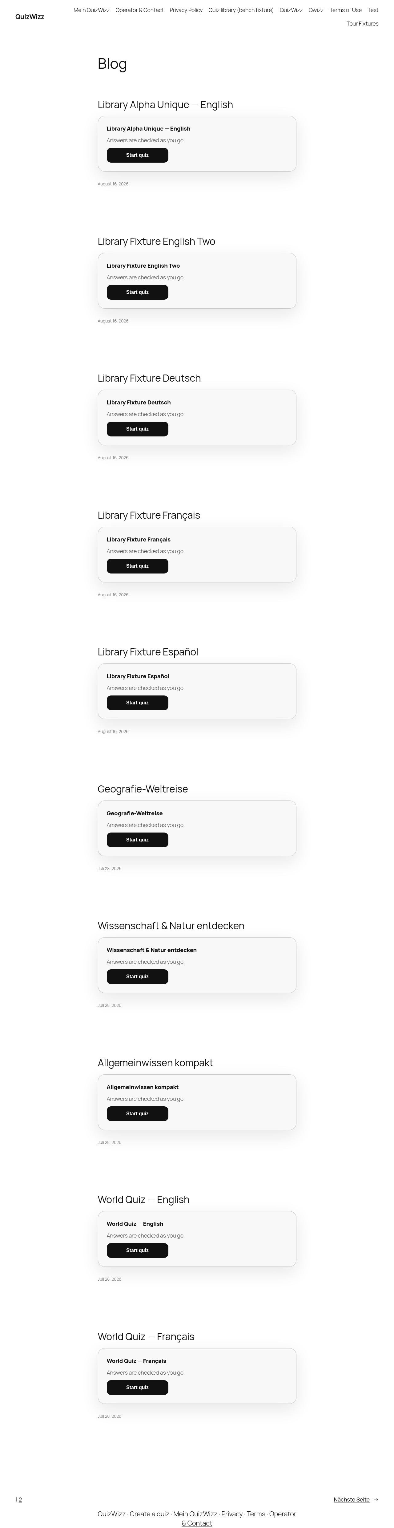 Quiz archive full page mislabels itself 'Blog' instead of a quiz-related heading