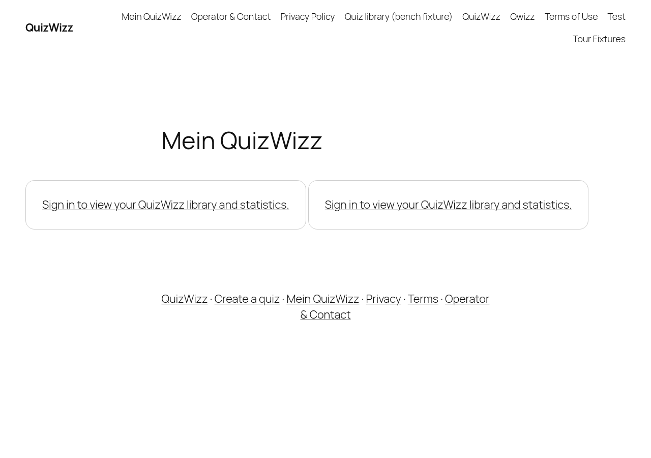 Mein QuizWizz page shows two identical sign-in cards side by side, no distinction